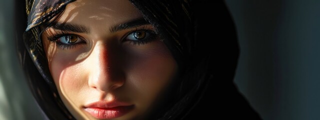 Arabic Female Depressed Good Looking Backdrop With Copy Space Generative AI