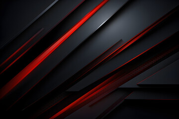 Dark grey black abstract background with red glowing lines design for business, social media, advertising event. modern technology innovation concept background banner - Powered by Adobe