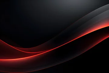 Dekokissen Dark grey black abstract background with red glowing lines design for business, social media, advertising event. modern technology innovation concept background banner © Sarah