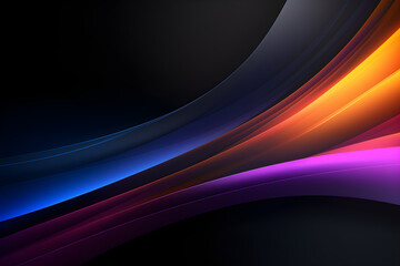 Fototapeta premium dark grey black abstract background with colourful glowing lines design for business, social media, advertising event. modern technology innovation concept background banner