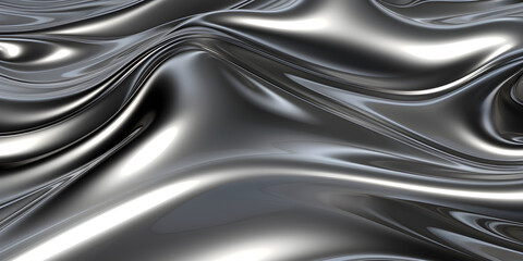 3D abstract chrome background with waves