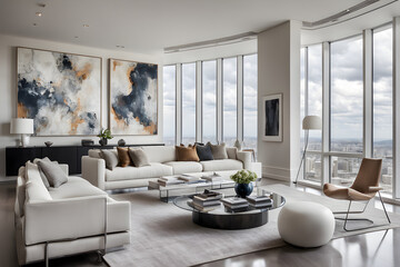 Radiant Residence: Luxurious Penthouse Living Embraces Nature - obrazy, fototapety, plakaty