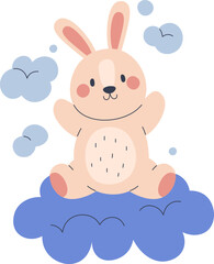 Rabbit Sitting On Cloud