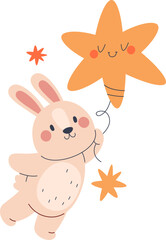 Obraz na płótnie Canvas Rabbit With Star Balloon
