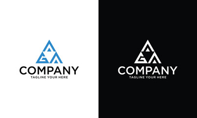 letter ga triangle logo design vector illustration template - obrazy, fototapety, plakaty
