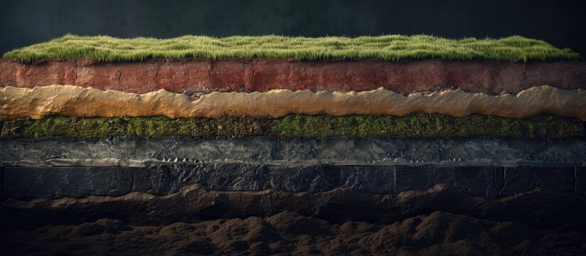 Illustration of isolated soil layers in a cross section on a dark background.