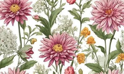 Zelfklevend Fotobehang botanical flower bunch print digital background © Zain