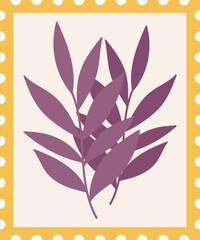 Postage Stamp With Leaves