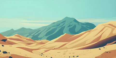 cute cartoon illustration of desert landscape banner
