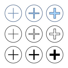 Plus icon vector. Add plus sign and symbol