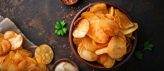 Fried potato snacks - obrazy, fototapety, plakaty