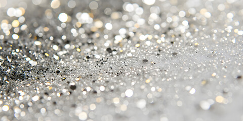 A closeup of silver glitter