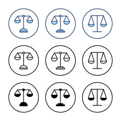 Scales icon vector. Law scale icon. Justice sign and symbol