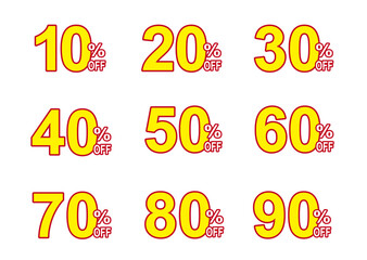 黄色ベースの割引表示POP数字セット
