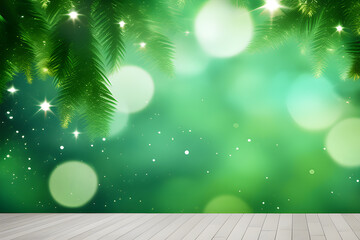 Glitter Glam Forest Green: Abstract bokeh wallpaper banner expressed in vibrant 3D rendering generative ai