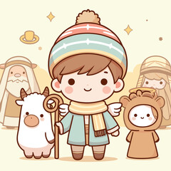 Free vector cute celebrate Epiphany Day cartoon flat isolated