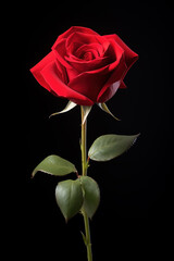 A beautiful red rose before black background