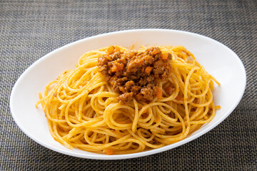 ミートソースパスタ(スパゲティ･ミートソース)。
