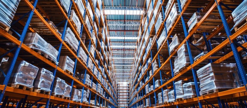 Ideal photo for logistics and inventory management: storage solutions in a warehouse for parts and components.