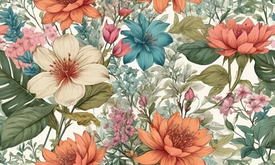 Foto auf Acrylglas botanical flower bunch print digital background © Zain