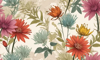 Tuinposter botanical flower bunch print digital background © Zain