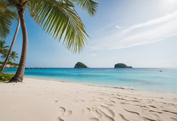 Obraz premium Sandy beach with distant island