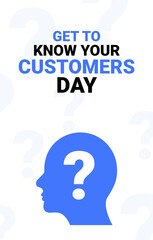 Know your customer day design business background. Know customer people banner concept template.