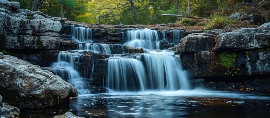Beautiful waterfall cascading in a scenic landscape.