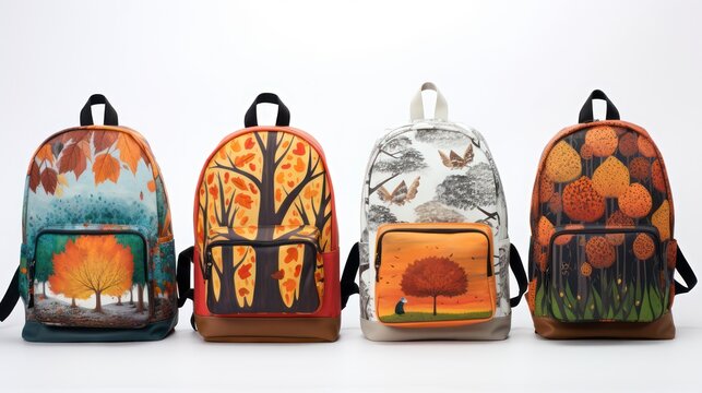 Elementary school children's backpack with autumn theme pattern design