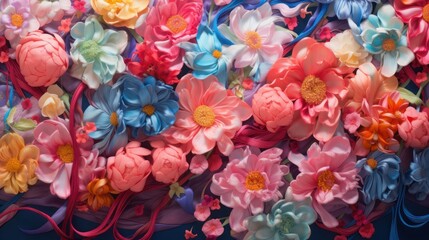 Illustration pattern of colorful blooming roses full screen, beautiful feminine wallpaper background.
