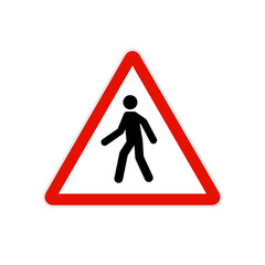 Pedestrian Crossing Warning Road Sign. Safety traffic pedestrian walk sign