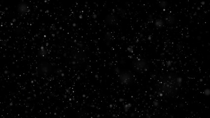 Falling white snow. Snowflakes on overlay black background