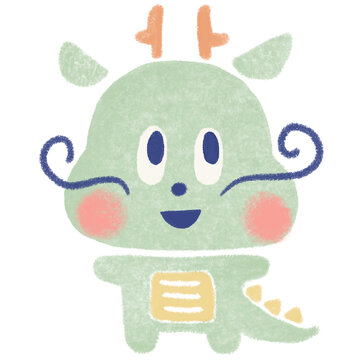 Illustration of a little dragon with a cute smile.