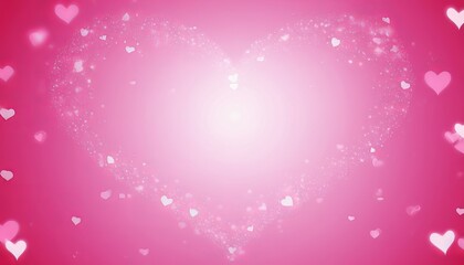 Obraz premium Pink heart on a pink-red background with bokeh, Valentine's Day banner. Love, wedding concept