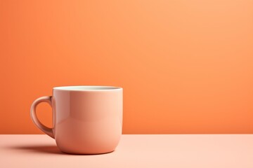 Coffee mug mockup in trendy color. Background with selective focus and copy space