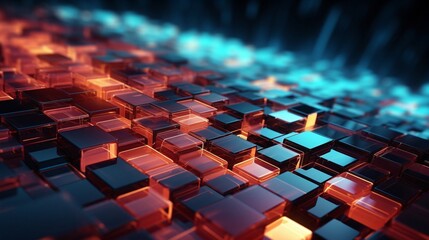 Obraz premium Pixel Harmony: A 3D Symphony of Digital Grids