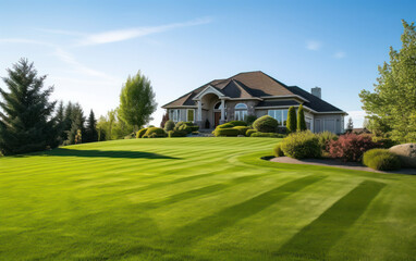 Obraz premium house with lawn and garden