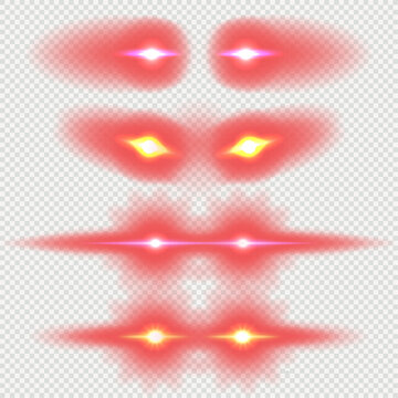 Laser red eyes meme game superhero vector template illustration. Comic red eyes laser red meme overlay.