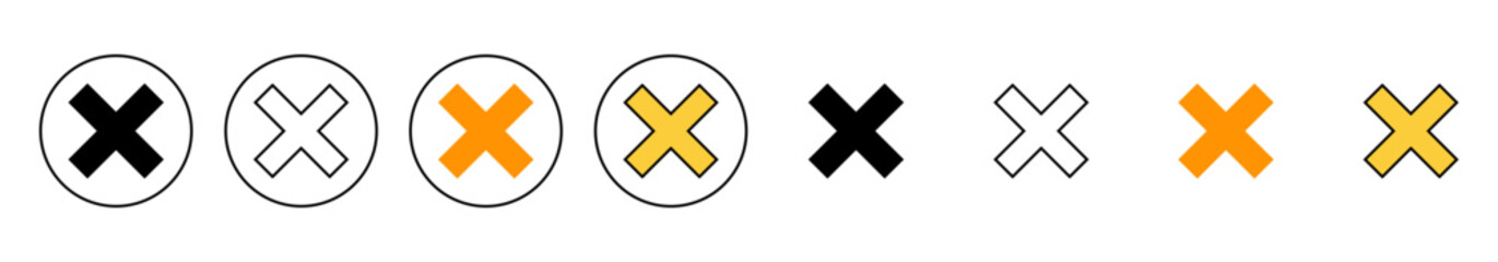 Obraz premium Close icon set vector. Delete sign and symbol. cross sign