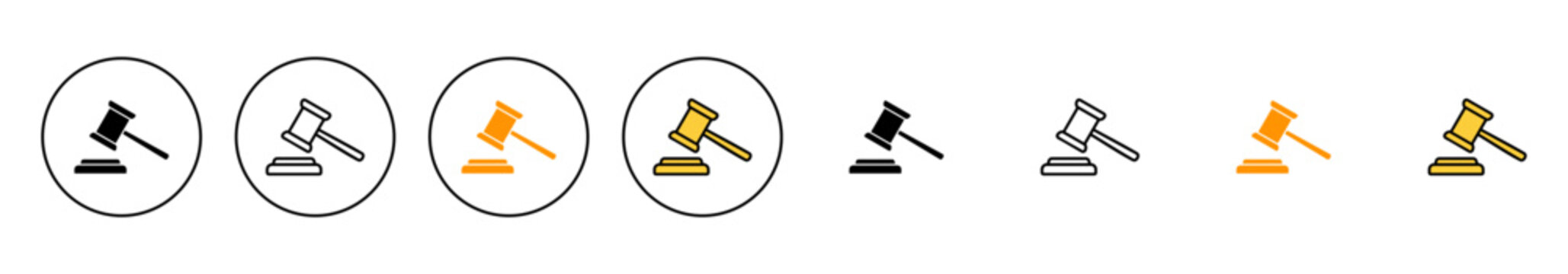 Gavel icon set vector. judge gavel sign and symbol. law icon. auction hammer