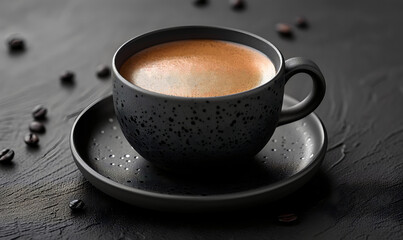 Obraz premium Craft a Statement Coffee Cup: Curate a Cup Design Infused with Sublime Uniqueness and Elegance, Harmonizing with a Sleek and Polished Background. Highlight its Distinctiveness with a Captivating 45-De