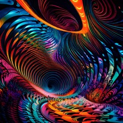 abstract fractal landscape of brightly colored swirling patterns