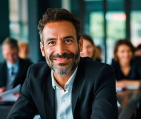Fototapeta premium portrait professional businessman sitting in meeting room smiling