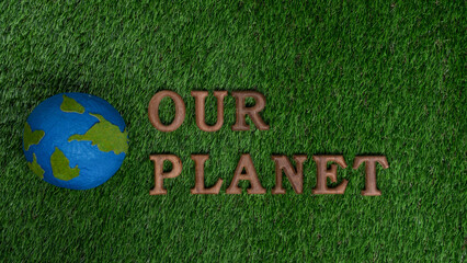 Eco awareness campaign for Earth day concept showcase message arranged in Save Earth on biophilic...