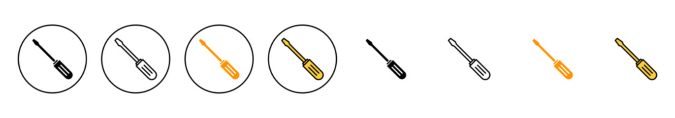 Screwdriver icon set vector. tools sign and symbol - obrazy, fototapety, plakaty