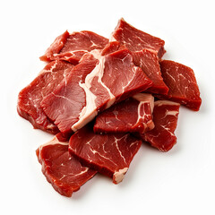 Thin slices of raw beef isolated on white
