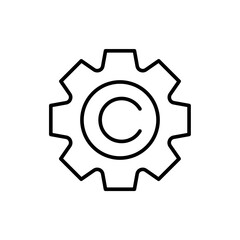 Copyright setting outline icons, minimalist vector illustration ,simple transparent graphic element .Isolated on white background