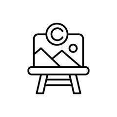 Copyright art outline icons, minimalist vector illustration ,simple transparent graphic element .Isolated on white background