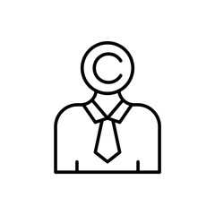 User copyright outline icons, minimalist vector illustration ,simple transparent graphic element .Isolated on white background