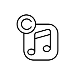 Music copyright outline icons, minimalist vector illustration ,simple transparent graphic element .Isolated on white background